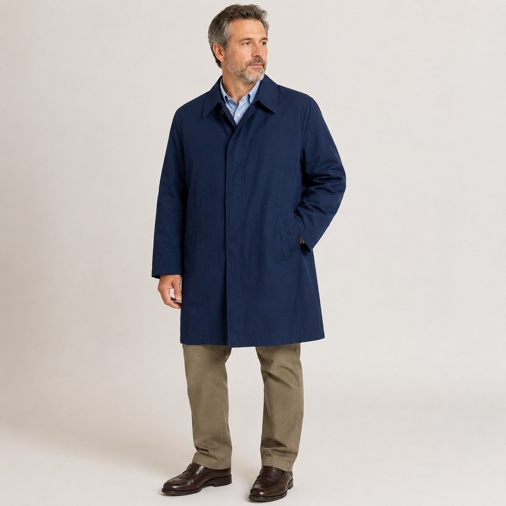 Vintage ClipperMist Raincoat 46R Navy Removable Liner Londontown Coat